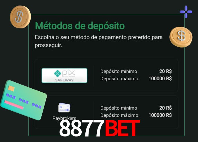 O cassino 8877BETbet oferece uma grande variedade de métodos de pagamento